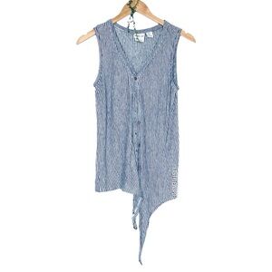 Rachel Zoe Stripped Top tie bow buttoned Shirt Size Small